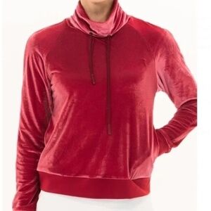 FORAY GOLF Velvet Funnel Neck in Rosewood - LPGA logo